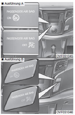 Schalter "Beifahrerairbag ON/OFF" (ausstattungsabhängig)