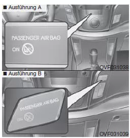 Kontrollleuchte "Beifahrerairbag EIN" (ausstattungsabhängig)