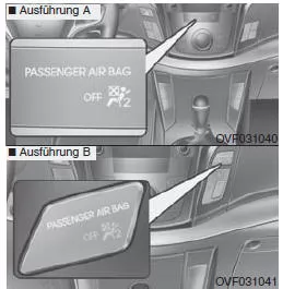 Kontrollleuchte "Beifahrerairbag OFF" (ausstattungsabhängig)