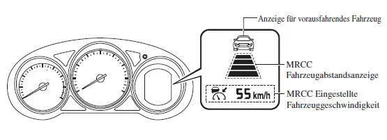 Displayanzeige des Mazda Radar Cruise Control-Systems (MRCC)
