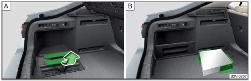 Cargo-Elemente herausnehmen: Variante 3 / Befestigungsbeispiel der Ladung mittels der Cargo-Elemente