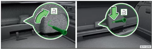 Gepäckraumklappe entriegeln: Variante 1 / Variante 2
