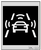 Symbol im Display des Kombi-Instruments: Vorwarnung bzw. Notbremsung bei niedriger Geschwindigkeit