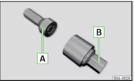 Prinzipdarstellung: Anti-Diebstahl-Radschraube mit Adapter