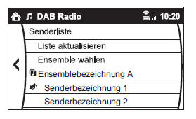Verwendungsbeispiel (aktualisieren der Senderliste und Wiedergabe von DABRadio)