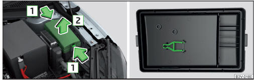 Abdeckung des Sicherungskastens: Abdeckung abnehmen / Kunststoffklammer für Sicherungen