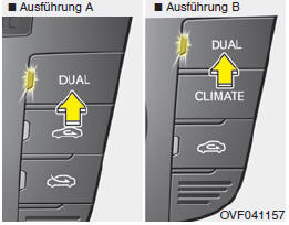 Die Temperatur auf der Fahrer- und Beifahrerseite individuell einstellen