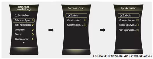 Umschalten des Spurhalteassistenten