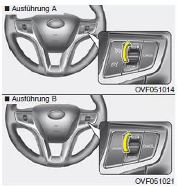 Eingestellte Tempomat- Geschwindigkeit über 40 km/h wieder aufnehmen