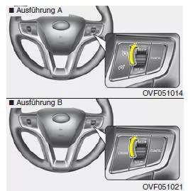 Eingestellte Tempomat- Geschwindigkeit erhöhen