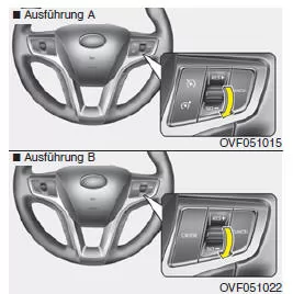 Eingestellte Tempomat- Geschwindigkeit verringern